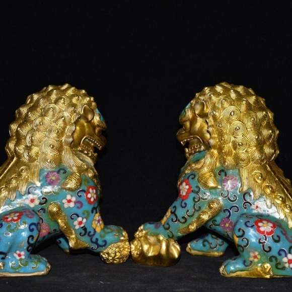 Handmade Pair bronze Foo Dogs Sculptures - Picture 2 of 6